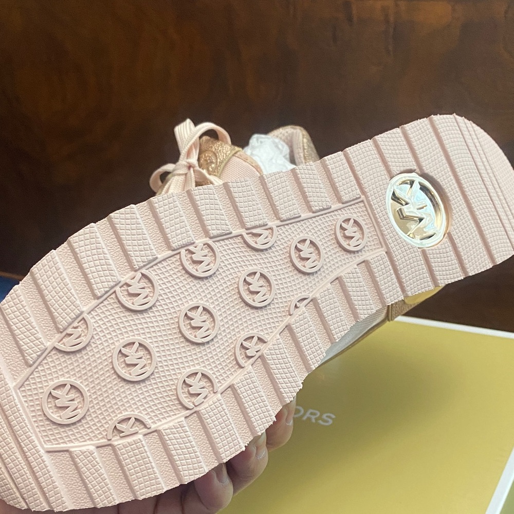 Michael Kors Blush Pink and Rose Gold Lace-Up Sneakers - Picture 9 of 9